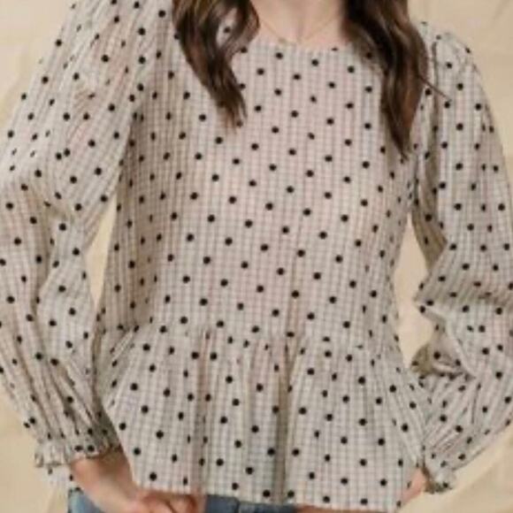 Perch Tops - Perch Extra Large Adorable Polka Dot Top with Black Bow